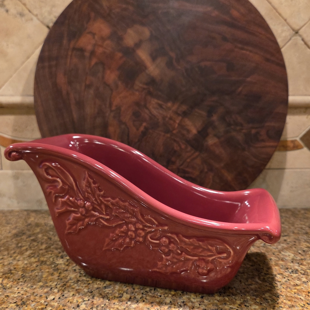 Longaberger Red Ceramic Bath Dish